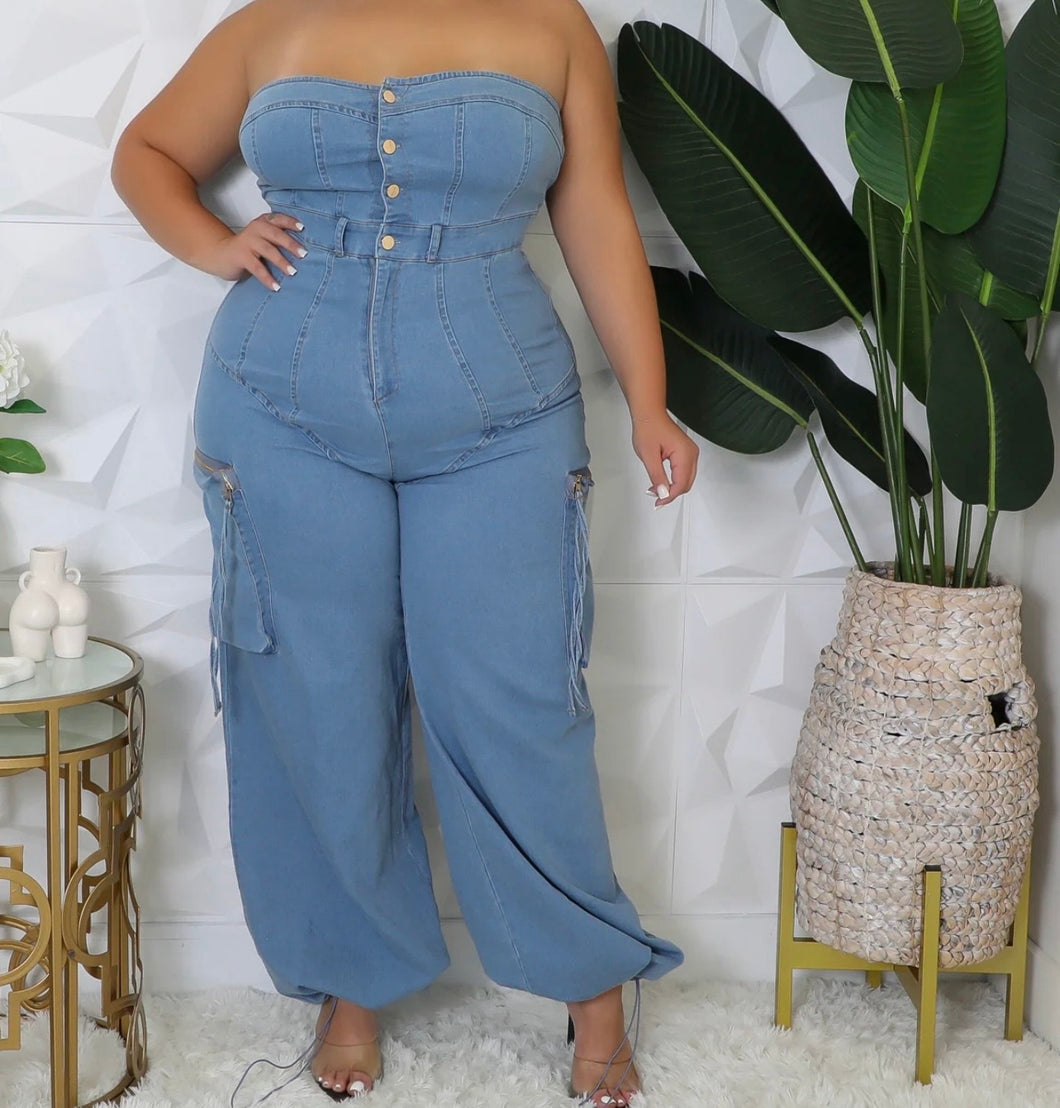 Pretty and Paid Denim Jumpsuit