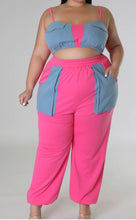 Load image into Gallery viewer, Pink and Denim Color Block Set
