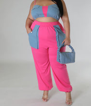 Load image into Gallery viewer, Pink and Denim Color Block Set
