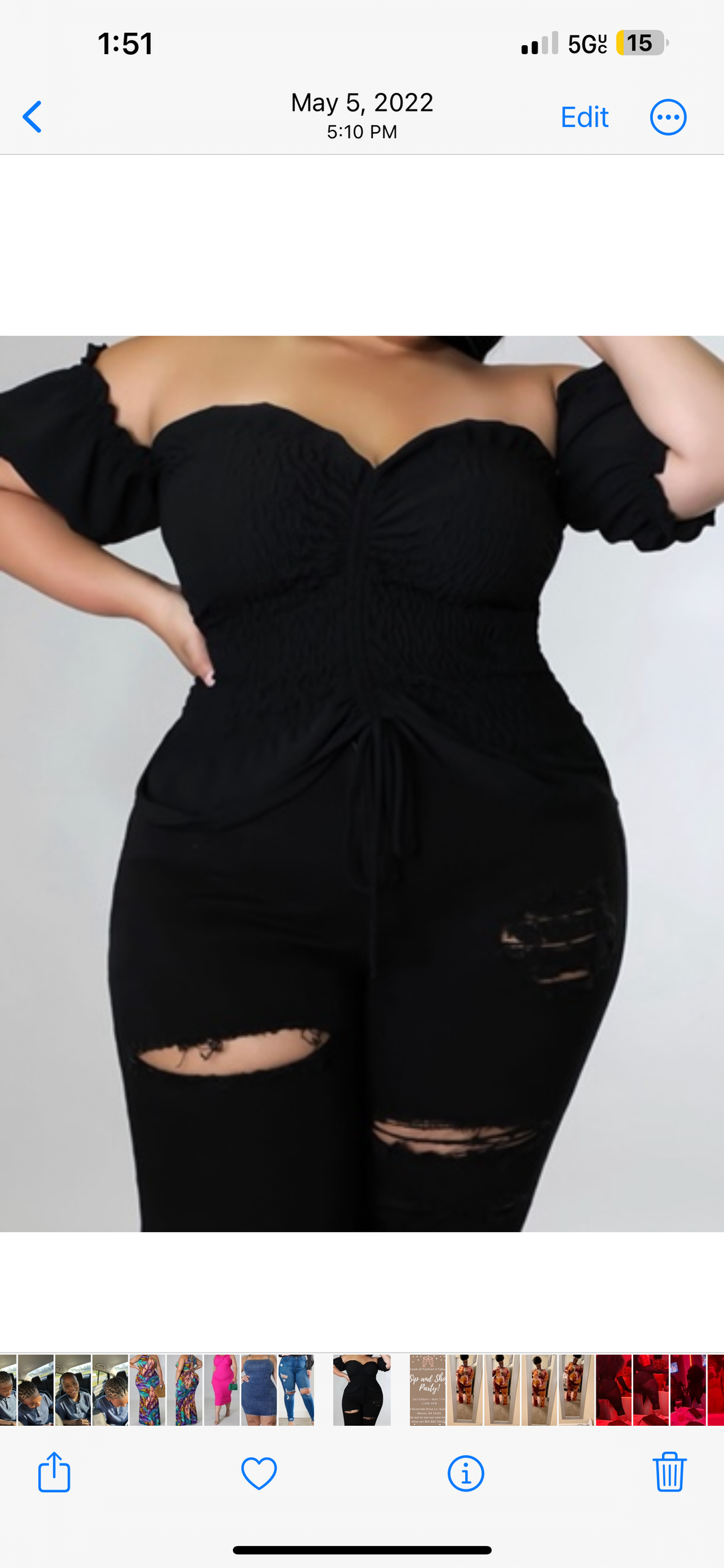 Black Ruched Tube Top w/Sleeve